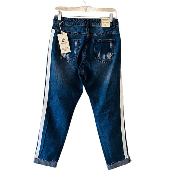 American Bazi Boyfriend Distressed High Rise Jeans Size Small NWT - Picture 2 of 8